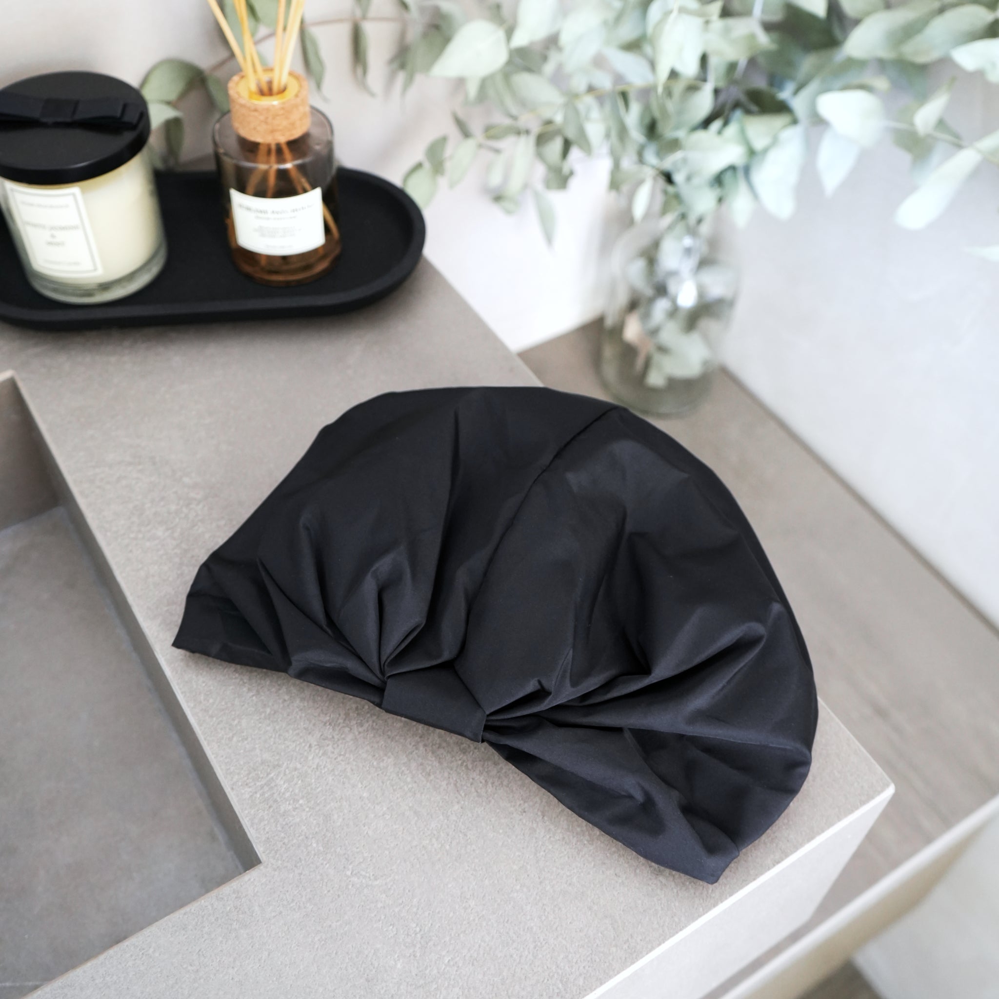 Cuffia doccia in Seta Salva Piega | Nera