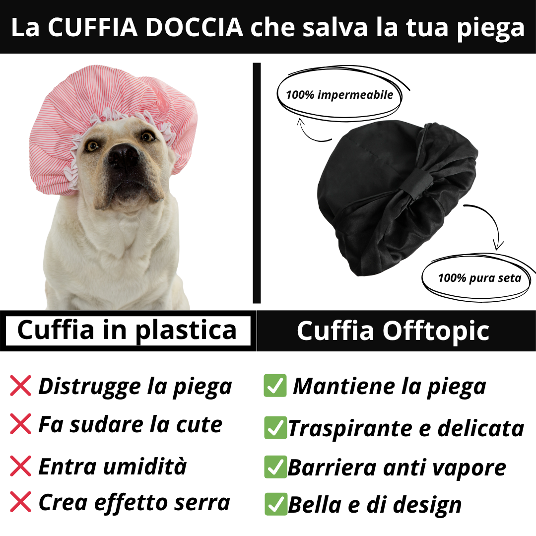Cuffia doccia in Seta Salva Piega | Nera