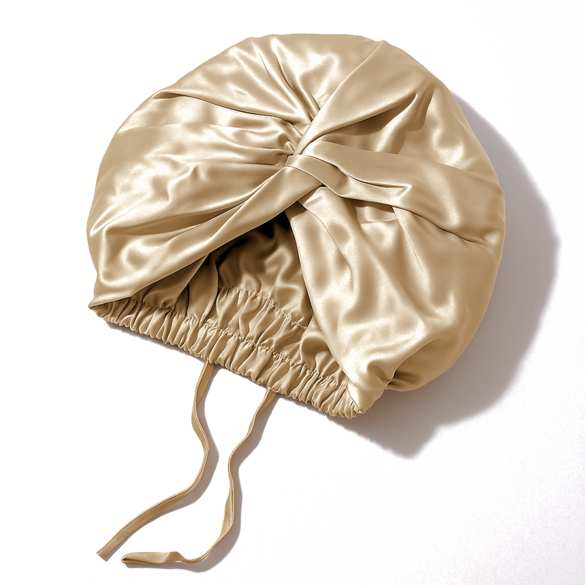 dettaglio cuffia notte in pura seta con cordini regolabili