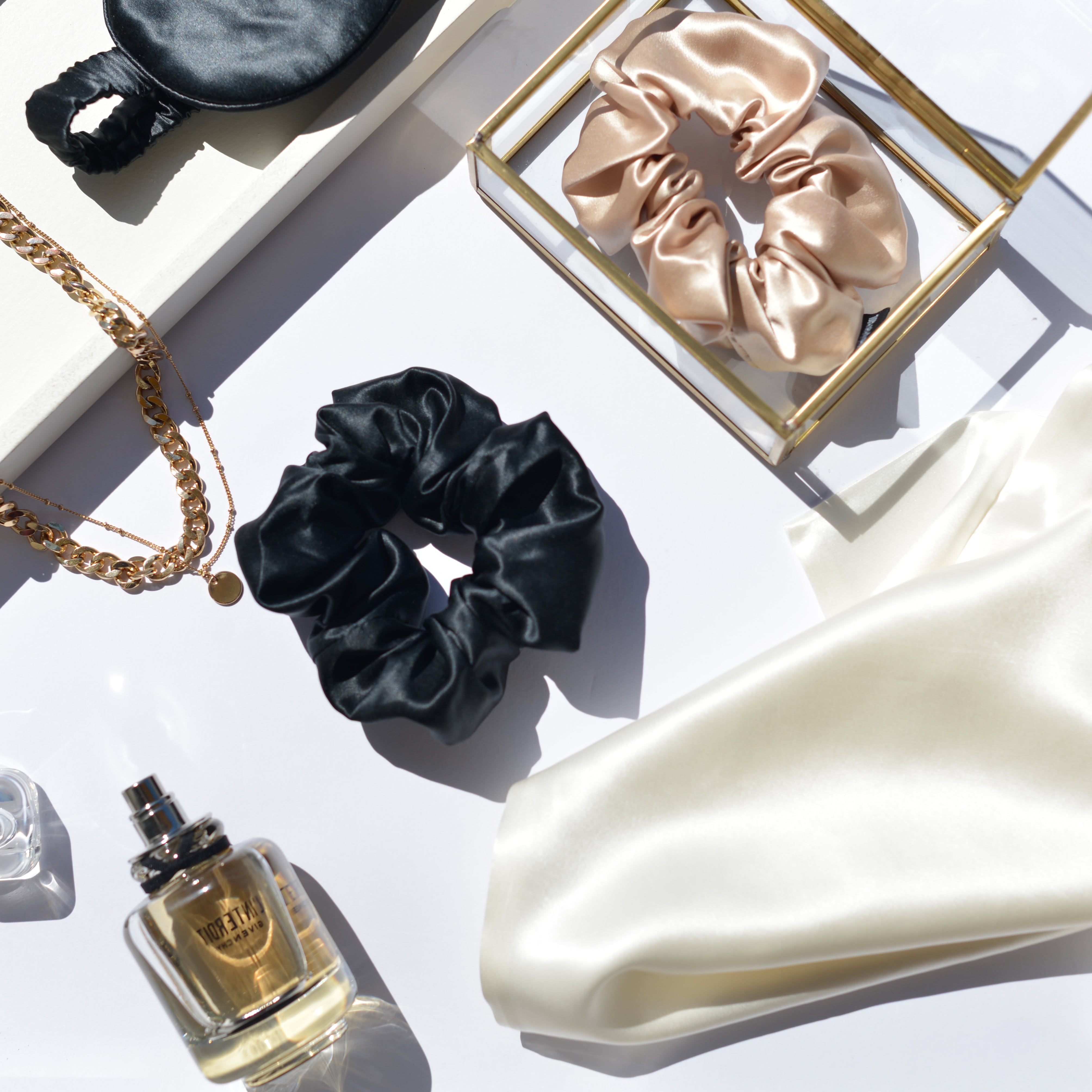 federa seta di gelso con scrunchies in seta lusso