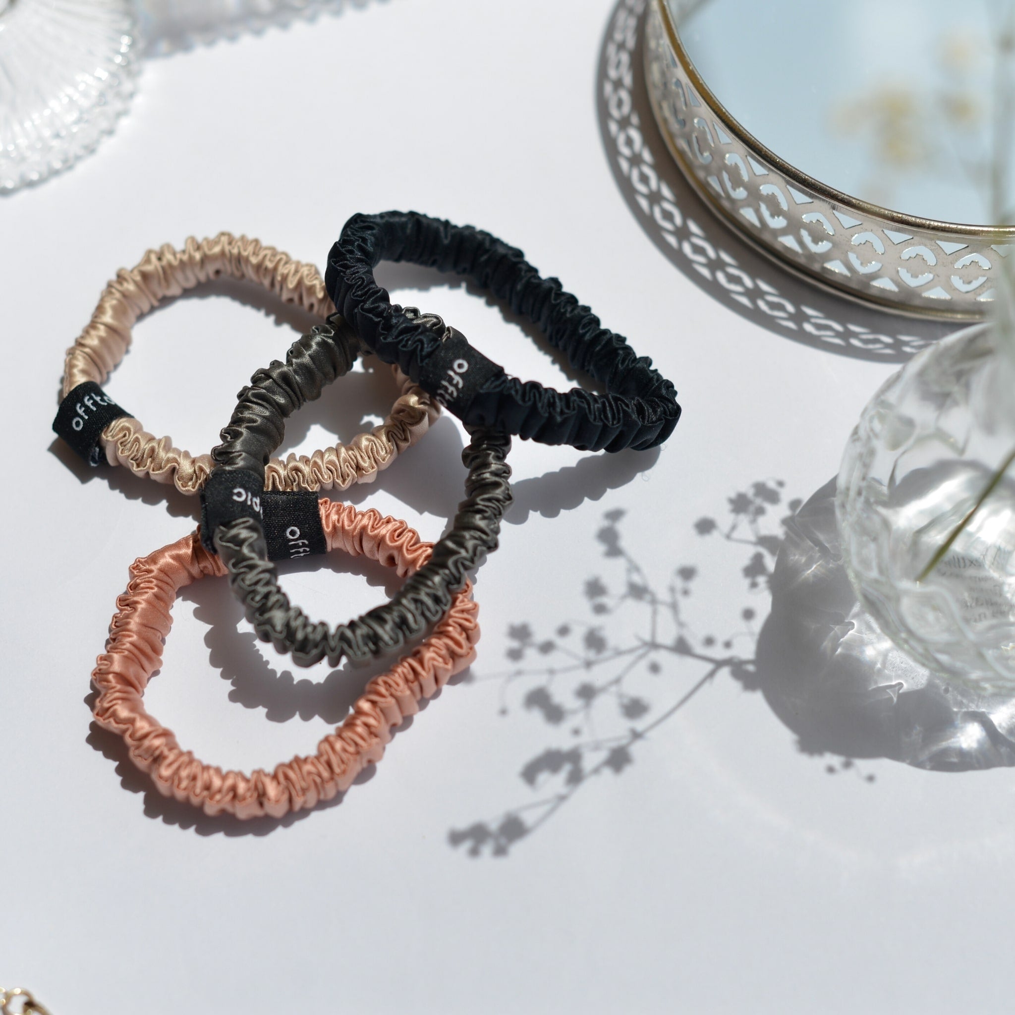 Set 4 scrunchies di seta | Elastici skinny