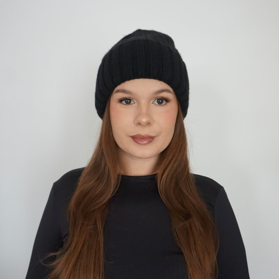 Cappello Invernale Donna Interno 100% Seta Anticrespo | Nero