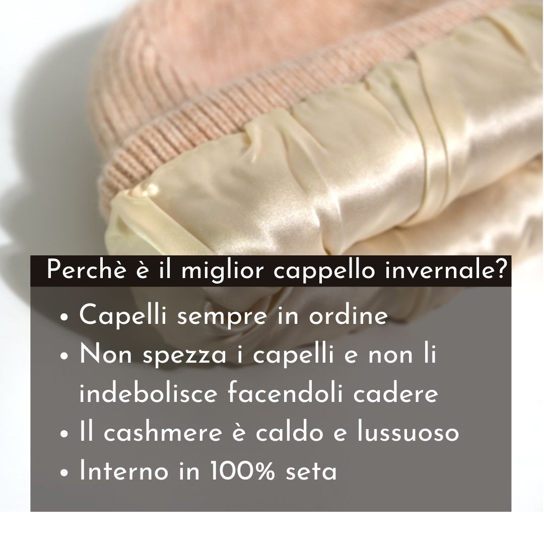 Cappello Invernale Unisex | Berretto con Interno 100% Seta Anticrespo | Rosa Salmon