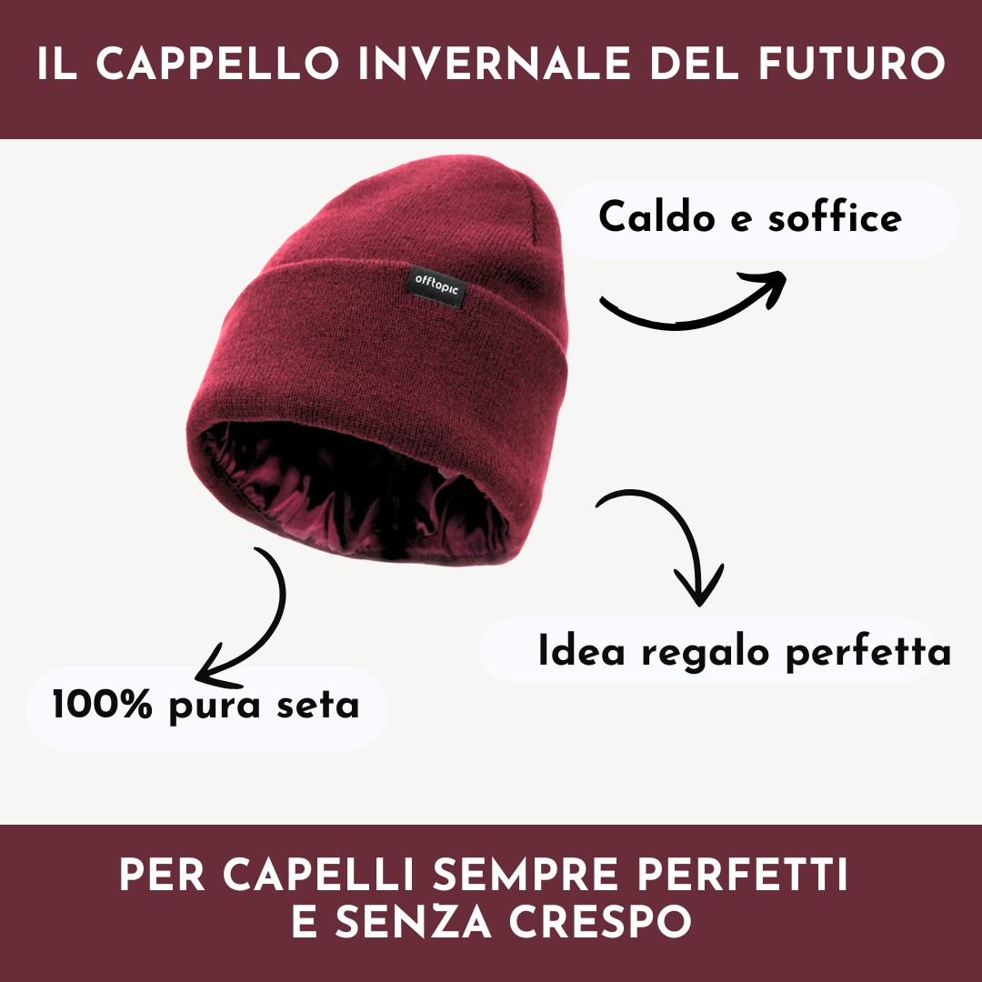 Cappello Invernale unisex 100% Seta | Bordeaux