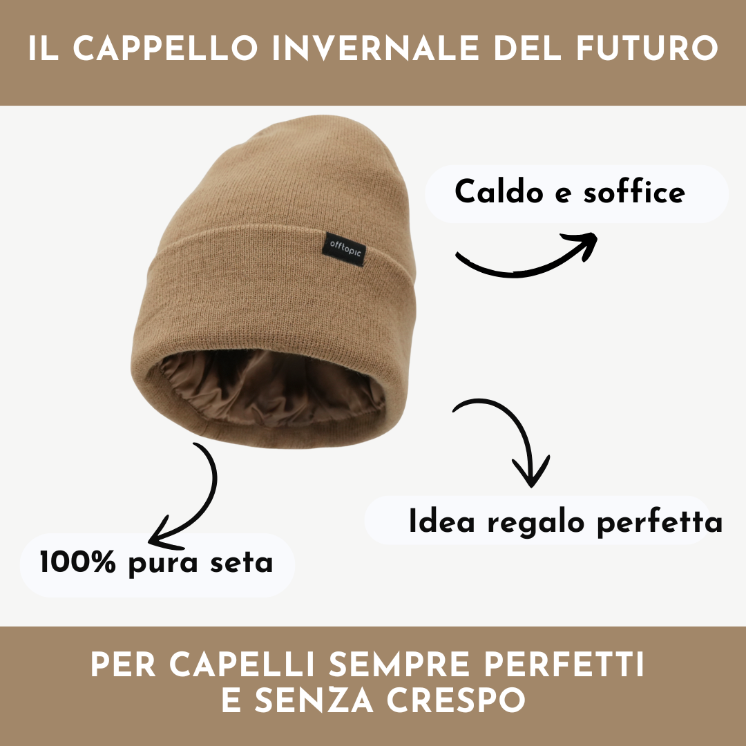 Cappello Invernale unisex 100% Seta | Camel