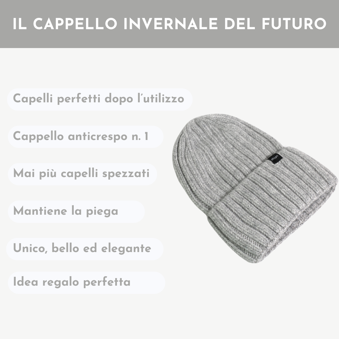 Cappello Invernale Donna Interno 100% Seta Anticrespo | Grigio