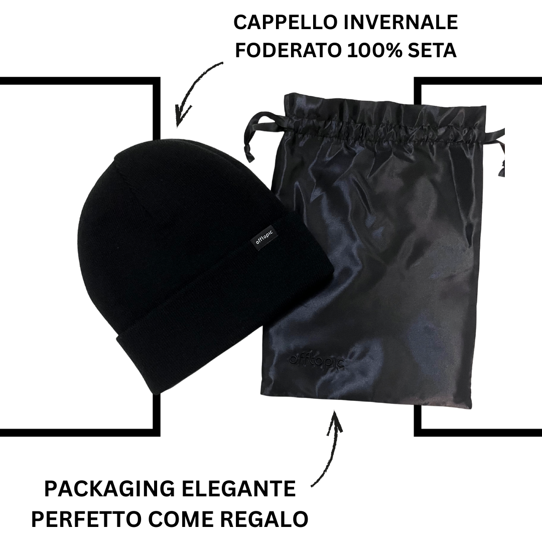 Cappello Invernale unisex 100% Seta | Nero