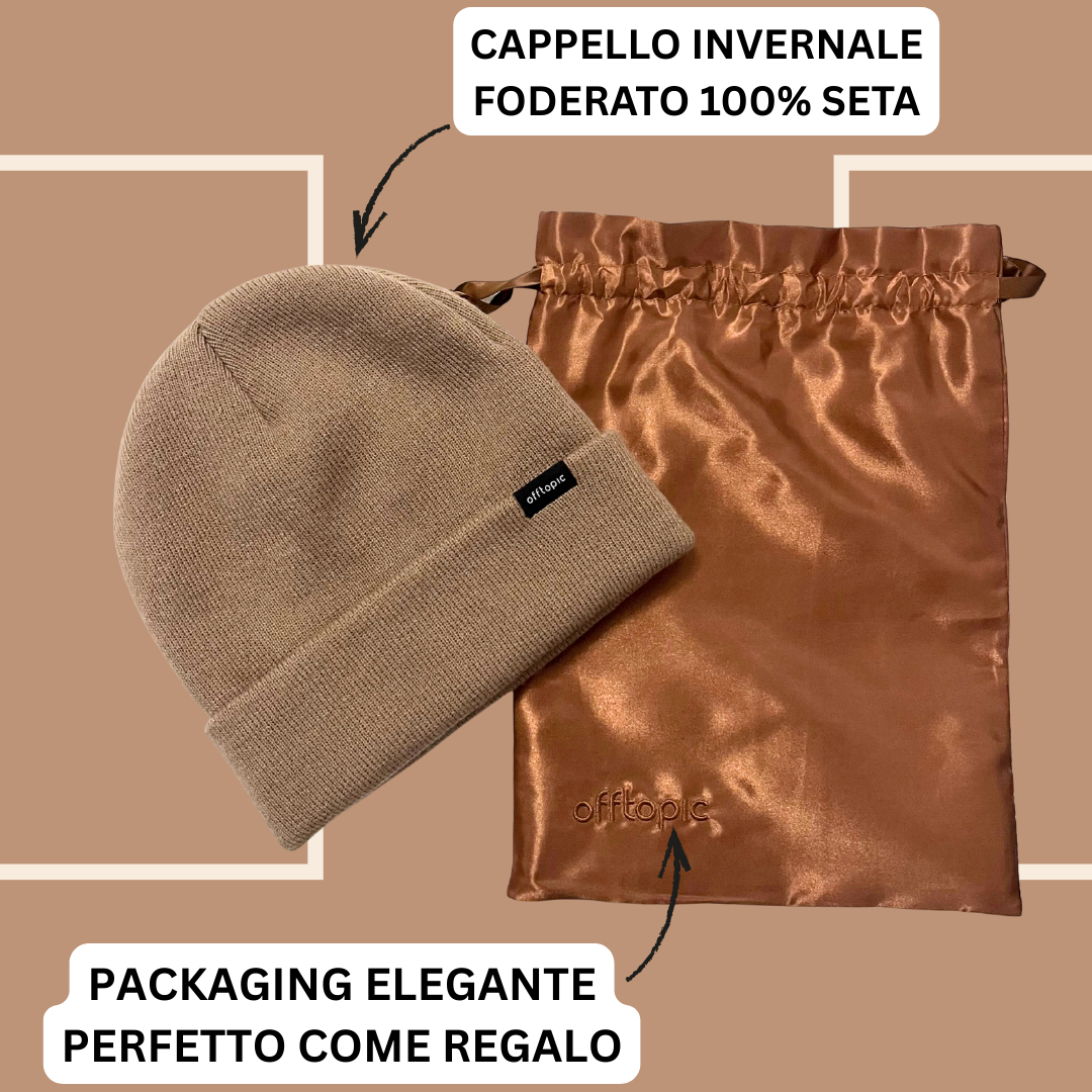 Cappello Invernale unisex 100% Seta | Camel