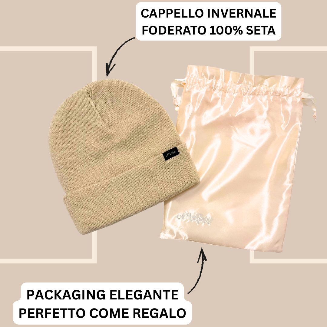 Cappello Invernale unisex 100% Seta | Crema