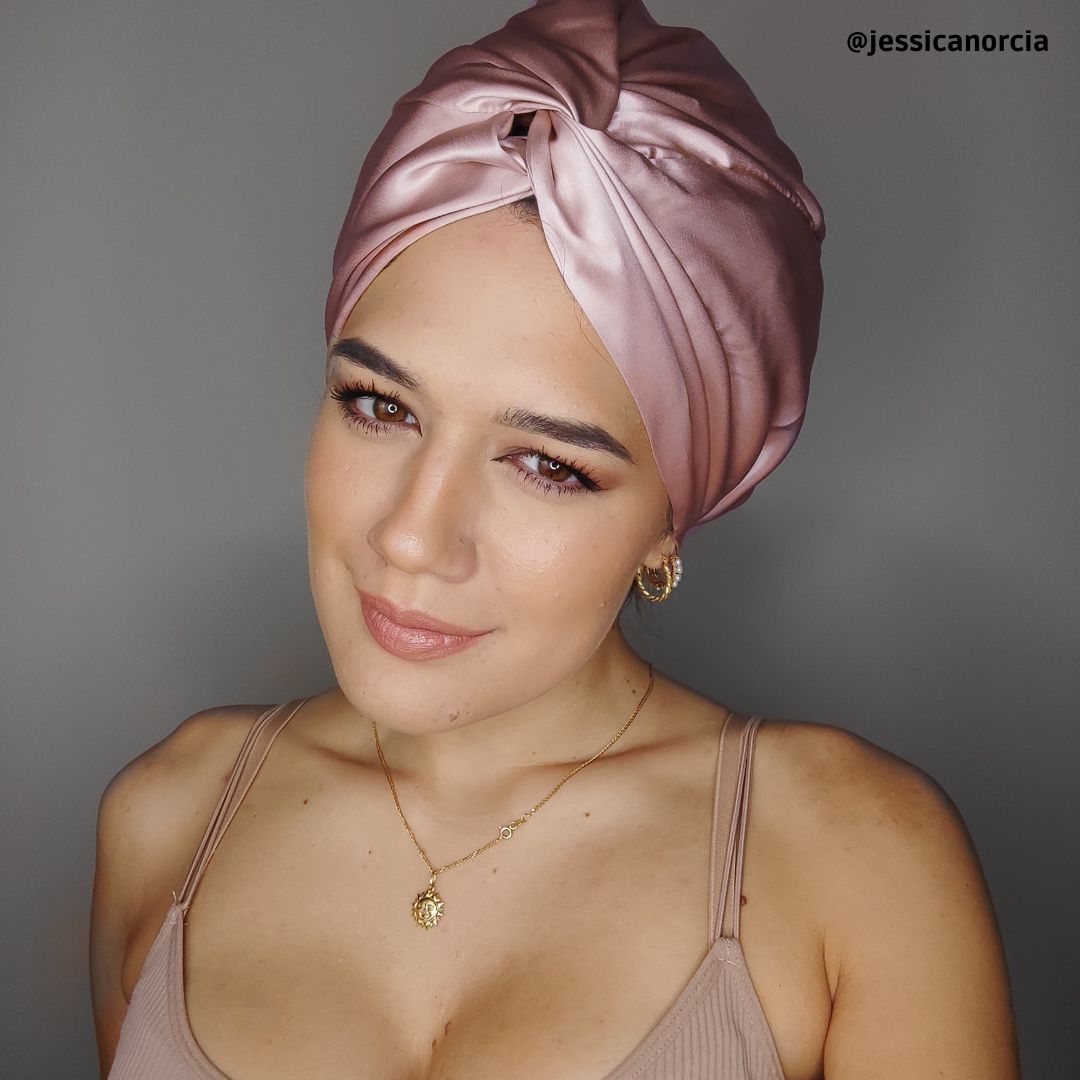 Bonnet en soie pour cheveux | Rose