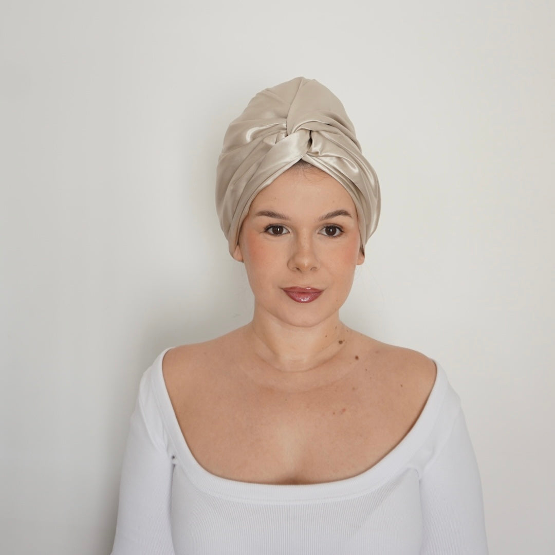 Bonnet en soie pour cheveux | Caramel