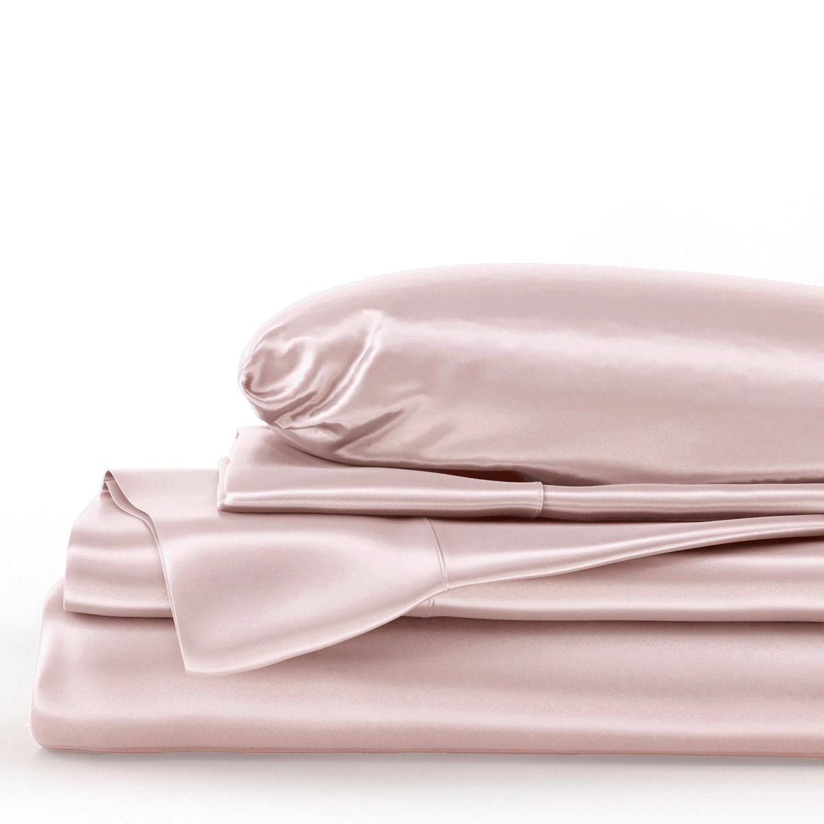 set lenzuola matrimoniale in pura seta di gelso di colore rosa cipria