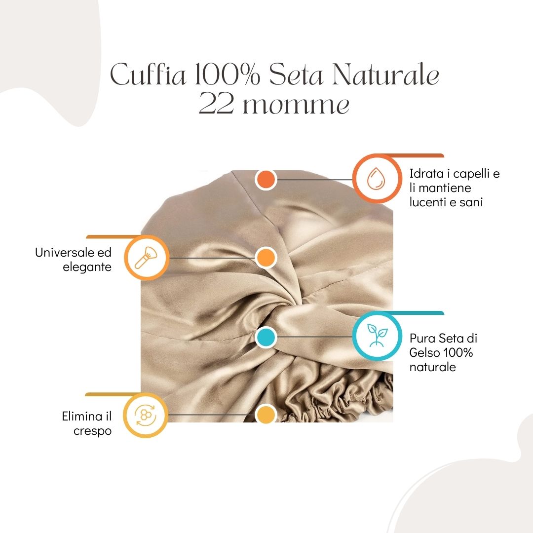 cuffia seta naturale 22 momme 
